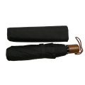 3 fold wooden handle aluminium shaft black manual open mens umbrella